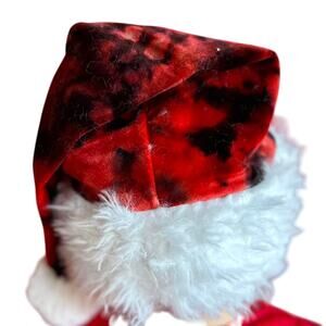 Santa Hat Red Tie Dye Handmade Hippy Christmas Holiday Wear Festive Head Gear